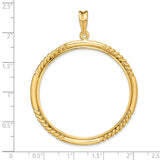 39.5 mm Coin Bezel Pendant Quadruple Twist Prong Set in 14k Yellow Gold