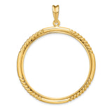 39.5 mm Coin Bezel Pendant Quadruple Twist Prong Set in 14k Yellow Gold