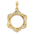 Australian 1/10 oz Gold Lunar $15 Coin Series 1 Coin Bezel Pendant Prong Set Flower Scroll in 14k Yellow Gold