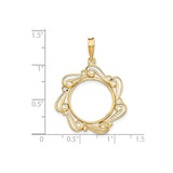 Australian 1/10 oz Gold Koala $15 Coin Bezel Pendant Prong Set Flower Scroll in 14k Yellow Gold