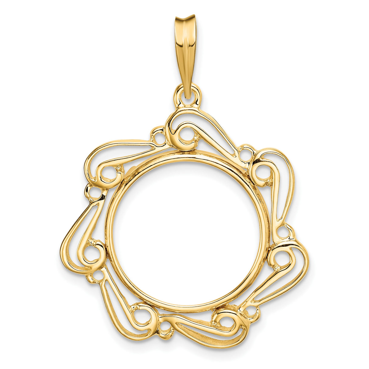 Australian 1/10 oz Gold Koala $15 Coin Bezel Pendant Prong Set Flower Scroll in 14k Yellow Gold