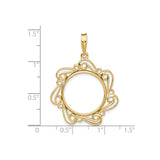 Isle of Man 1/10 oz Gold Cat Coin Bezel Pendant Prong Set Flower Scroll in 14k Yellow Gold