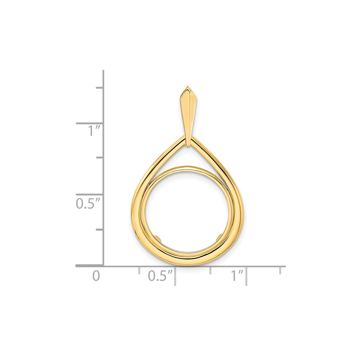 Australian 1/10 oz Gold Lunar $15 Coin Series 1 Coin Bezel Pendant Prong Set Polished Teardrop in 14k Yellow Gold