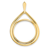 Australian 1/4 oz Gold Kangaroo $25 Coin Bezel Pendant Prong Set Polished Teardrop in 14k Yellow Gold