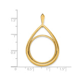 US 1/4 oz Platinum American Eagle $25 Coin Bezel Pendant Prong Set Polished Teardrop in 14k Yellow Gold