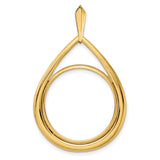 US 1/4 oz Platinum American Eagle $25 Coin Bezel Pendant Prong Set Polished Teardrop in 14k Yellow Gold
