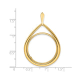 Australian 1/2 oz Gold Lunar $50 Coin Series 1 Coin Bezel Pendant Prong Set Polished Teardrop in 14k Yellow Gold