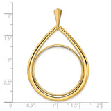 Isle of Man 1/2 oz Gold Cat Coin Bezel Pendant Prong Set Polished Teardrop in 14k Yellow Gold