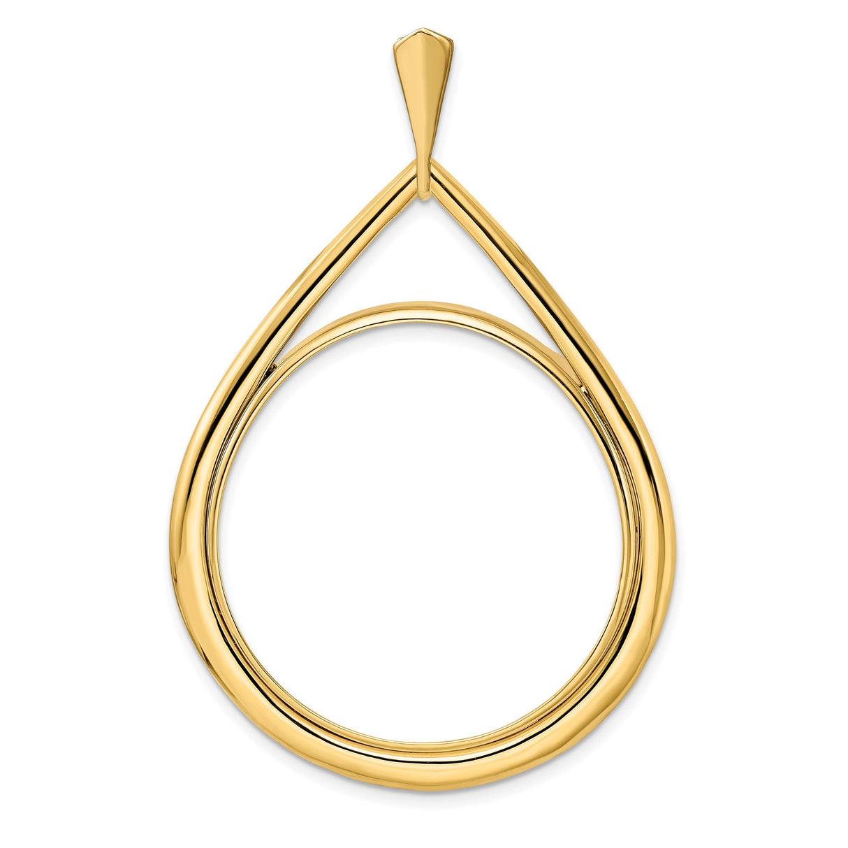 Isle of Man 1 oz Gold Cat 1 Crown Coin Bezel Pendant Prong Set Polished Teardrop in 14k Yellow Gold