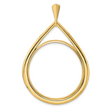 Isle of Man 1 oz Gold Angel £5 Coin Series 1 Coin Bezel Pendant Prong Set Polished Teardrop in 14k Yellow Gold
