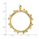 Australian 1 oz Platinum Koala $100 Coin Bezel Pendant Prong Set Bamboo Log in 14k Yellow Gold