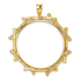 Australian 1 oz Platinum Koala $100 Coin Bezel Pendant Prong Set Bamboo Log in 14k Yellow Gold
