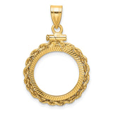 Australian 1/10 oz Gold Koala $15 Coin Bezel Pendant Screw Top Diamond-Cut Rope in 14k Yellow Gold