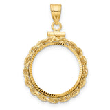 Isle of Man 1/10 oz Gold Cat Coin Bezel Pendant Screw Top Diamond-Cut Rope in 14k Yellow Gold