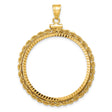 Australian 1 oz Gold Nugget $100 Coin Bezel Pendant Screw Top Diamond-Cut Polished Rope in 14k Yellow Gold