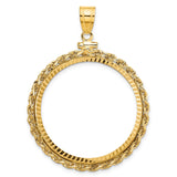 Australian 1 oz Gold Lunar $100 Coin Series 3 Coin Bezel Pendant Screw Top Petite Diamond-Cut Knotted Rope in 10k Yellow Gold