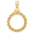 Australian 1/10 oz Gold Lunar $15 Coin Series 1 Coin Bezel Pendant Prong Set Petite Knotted Rope in 10k Yellow Gold