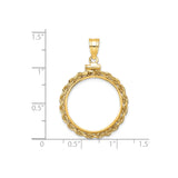 Australian 1/4 oz Gold Lunar $25 Coin Series 1 Coin Bezel Pendant Screw Top Petite Knotted Rope in 14k Yellow Gold