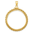 Australian 1 oz Gold Nugget $100 Coin Bezel Pendant Screw Top Petite Knotted Rope in 14k Yellow Gold