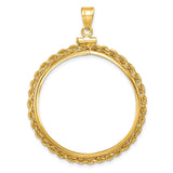 Australian 1 oz Platinum Koala $100 Coin Bezel Pendant Prong Set Petite Knotted Rope in 10k Yellow Gold