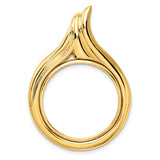 US 1/4 oz Platinum American Eagle $25 Coin Bezel Pendant Prong Set Art Deco Flamed Teardrop in 14k Yellow Gold