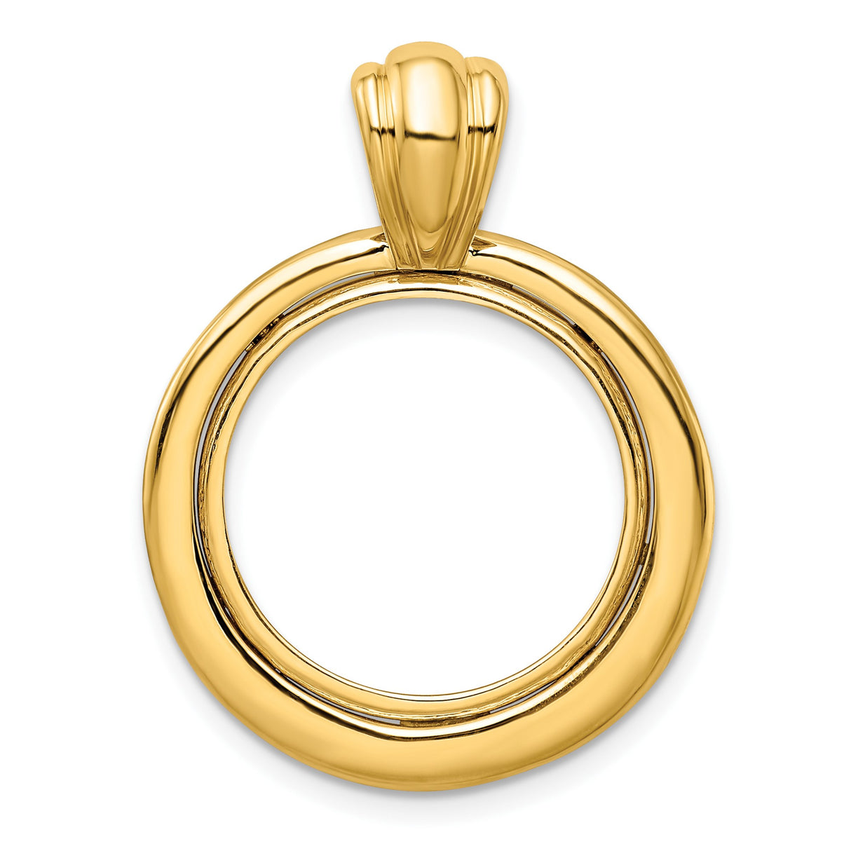 Isle of Man 1/10 oz Gold Cat Coin Bezel Pendant Prong Set Thick Circle in 14k Yellow Gold