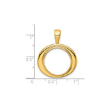 Australian 1/10 oz Gold Lunar $15 Coin Series 3 Coin Bezel Pendant Prong Set Wide Oval in 14k Yellow Gold
