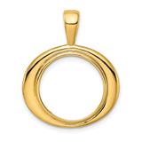 Australian 1/10 oz Gold Lunar $15 Coin Series 3 Coin Bezel Pendant Prong Set Wide Oval in 14k Yellow Gold
