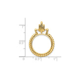 Australian 1/10 oz Gold Koala $15 Coin Bezel Pendant Prong Set Art Deco Twisted Rope in 14k Yellow Gold
