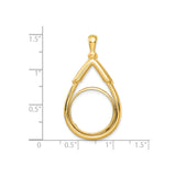Australian 1/10 oz Gold Lunar $15 Coin Series 3 Coin Bezel Pendant Prong Set Arrow Top Teardrop in 14k Yellow Gold
