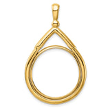 US 1/4 oz Platinum American Eagle $25 Coin Bezel Pendant Prong Set Arrow Top Teardrop in 14k Yellow Gold