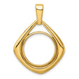 Australian 1/10 oz Gold Lunar $15 Coin Series 3 Coin Bezel Pendant Prong Set Diamond-Shaped in 14k Yellow Gold