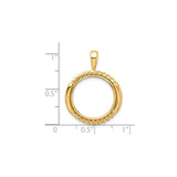 Australian 1/10 oz Gold Kangaroo $15 Coin Bezel Pendant Prong Set Double Twist in 14k Yellow Gold
