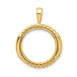 Australian 1/10 oz Gold Kangaroo $15 Coin Bezel Pendant Prong Set Double Twist in 14k Yellow Gold