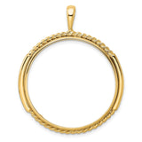 Isle of Man 1/2 oz Gold Cat Coin Bezel Pendant Prong Set Double Twist in 14k Yellow Gold