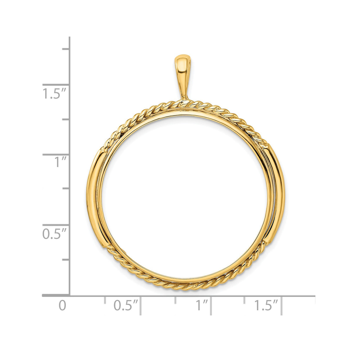 Isle of Man 1 oz Gold Cat 1 Crown Coin Bezel Pendant Prong Set Double Twist in 14k Yellow Gold