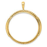 Isle of Man 1 oz Gold Cat 1 Crown Coin Bezel Pendant Prong Set Double Twist in 14k Yellow Gold