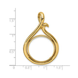 US 1/4 oz Platinum American Eagle $25 Coin Bezel Pendant Prong Set Curled Teardrop in 14k Yellow Gold