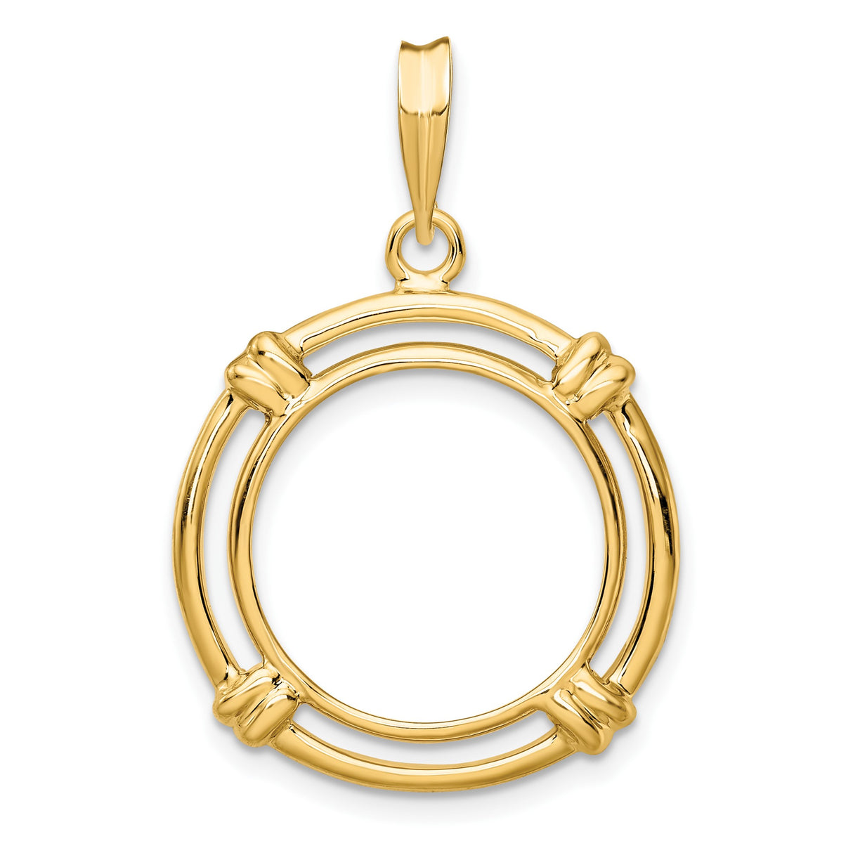 Australian 1/10 oz Gold Koala $15 Coin Bezel Pendant Prong Set Double Circle Knot in 14k Yellow Gold