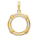 Australian 1/10 oz Gold Koala $15 Coin Bezel Pendant Prong Set Double Circle Knot in 14k Yellow Gold