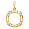 Australian 1/10 oz Gold Lunar $15 Coin Series 3 Coin Bezel Pendant Prong Set Double Circle Knot in 14k Yellow Gold