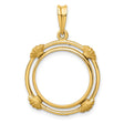Australian 1/10 oz Gold Kangaroo $15 Coin Bezel Pendant Prong Set Shell Spoke in 14k Yellow Gold