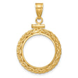Australian 1/10 oz Gold Lunar $15 Coin Series 1 Coin Bezel Pendant Screw Top Wheat Chain in 14k Yellow Gold