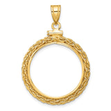 Australian 1/4 oz Gold Lunar $25 Coin Series 1 Coin Bezel Pendant Screw Top Wheat Chain in 14k Yellow Gold