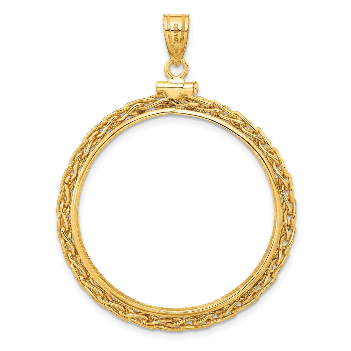 14k Yellow Gold coin bezel for Isle of Man 1/2 Crown Cat — additional image