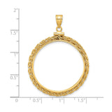 Isle of Man 1/2 oz Gold Cat Coin Bezel Pendant Screw Top Wheat Chain in 14k Yellow Gold