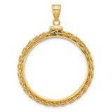 Isle of Man 1/2 oz Gold Cat Coin Bezel Pendant Screw Top Wheat Chain in 14k Yellow Gold