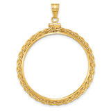Isle of Man 1 oz Gold Noble £5 Coin Series 3 Coin Bezel Pendant Screw Top Wheat Chain in 14k Yellow Gold