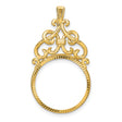 Isle of Man 1/10 oz Gold Cat Coin Bezel Pendant Prong Set Baroque Diaomond-Cut Scrollwork Design in 14k Yellow Gold