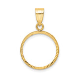 Australian 1/10 oz Gold Lunar $15 Coin Series 1 Coin Bezel Pendant Prong Set Polished Diamond-Cut in 14k Yellow Gold